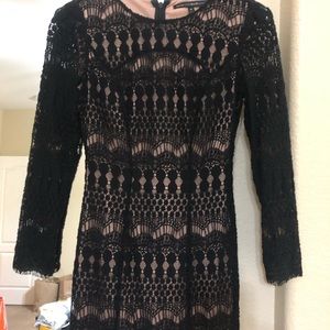 Black lace/tan dress